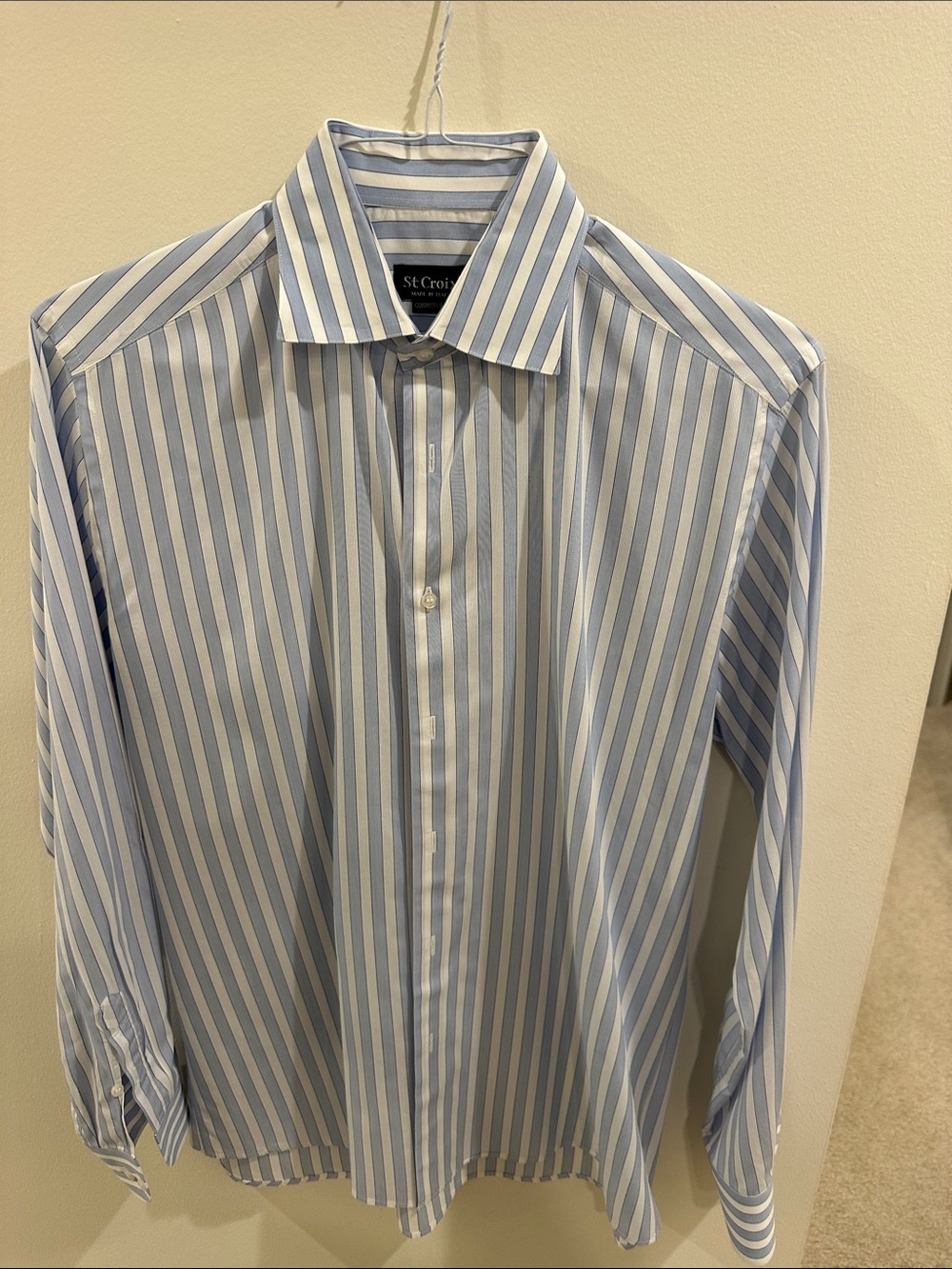 St. Croix Light Blue & White Stripe Dress Shirt